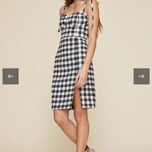Revolve LPA Rachelle Bustier Slit Gingham Dress Sz M